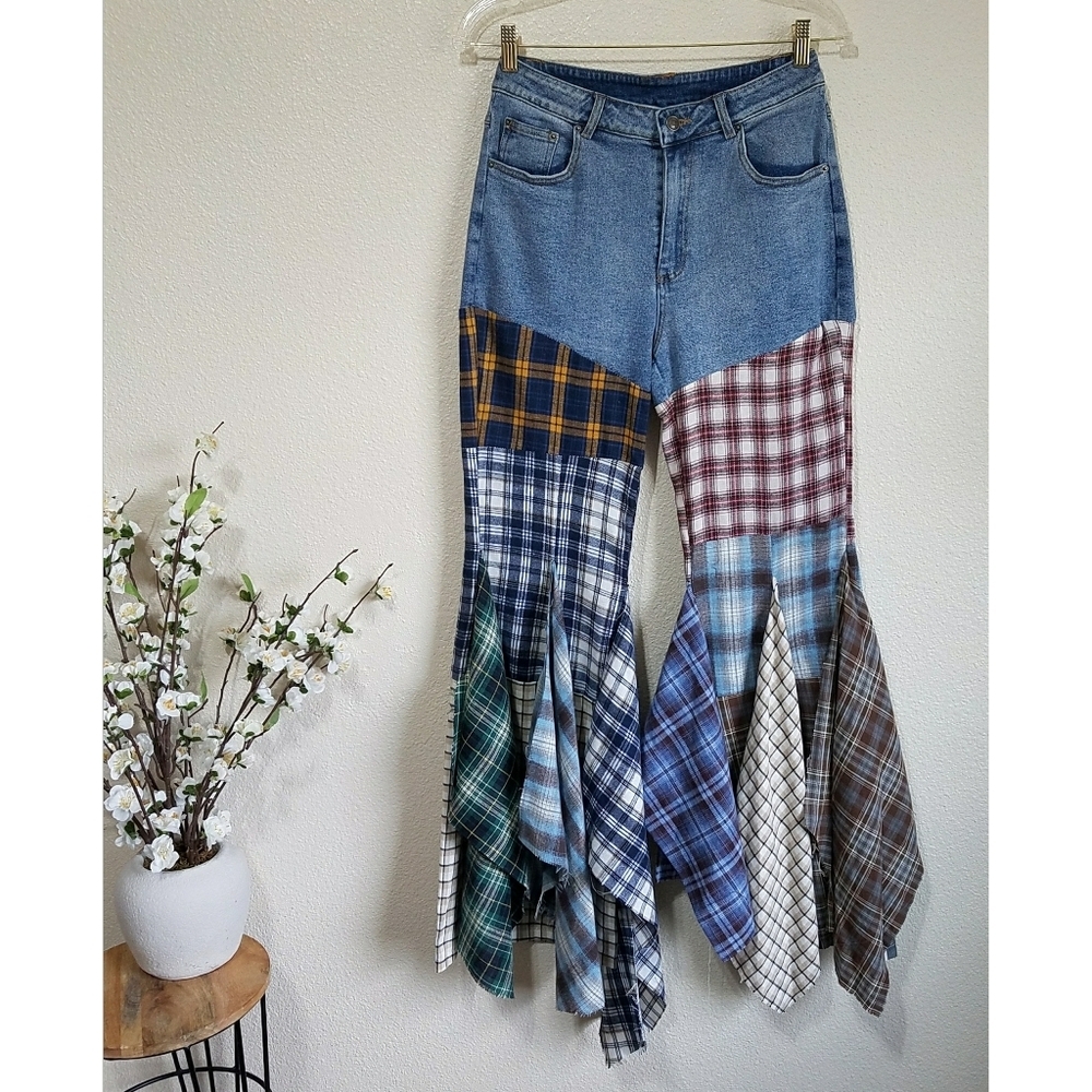 Rehab Lab Patchwork Flare Jeans - Picture 2 of 14
